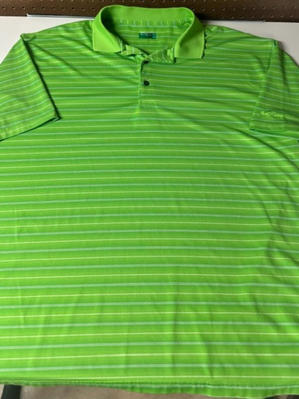 Ben Hogan Golf Men's Performance Knit Short Sleeve Green White Stripe Polo XXL